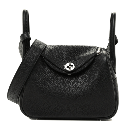 HERMES Taurillon Clemence Mini Lindy 20 Black