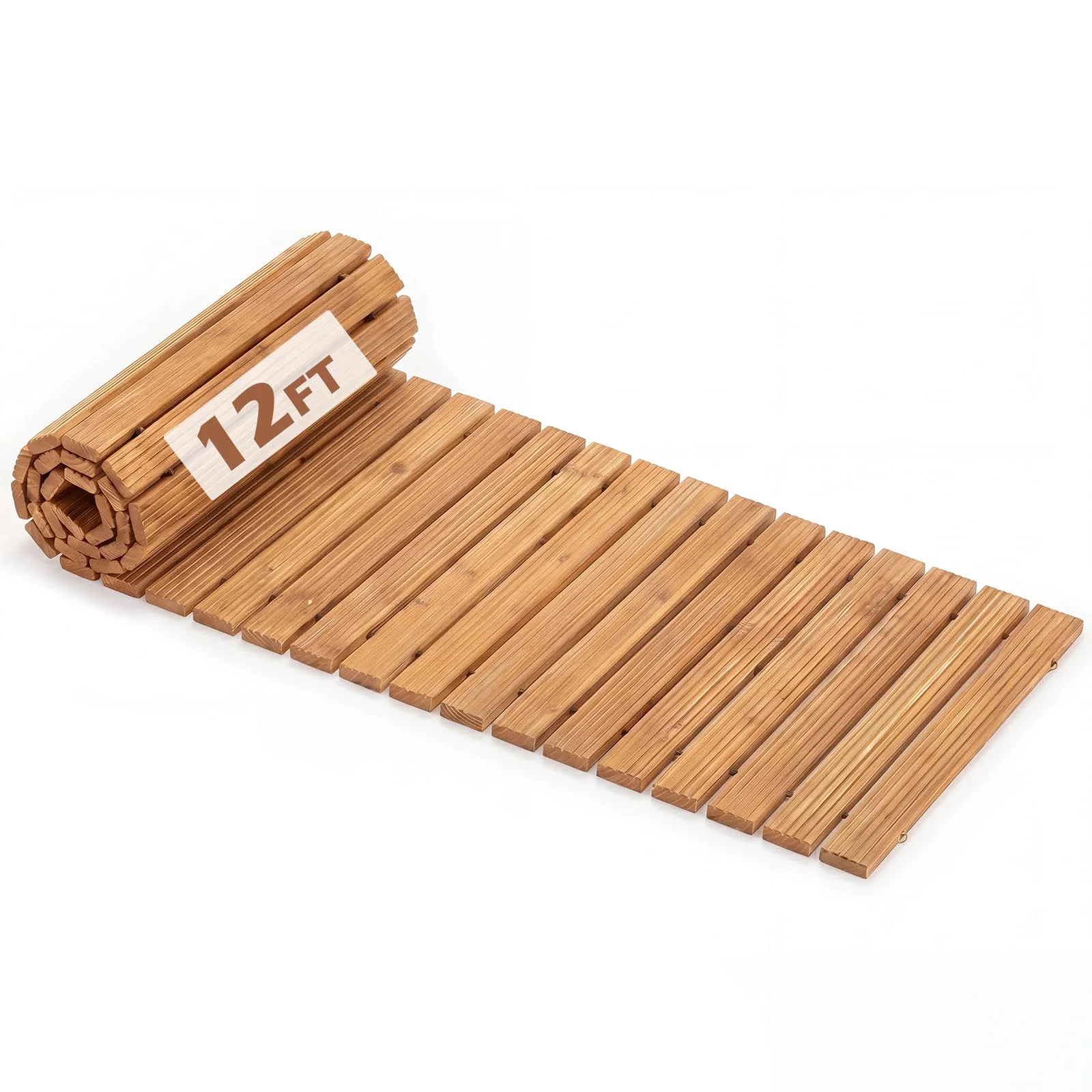 Tangkula 12 FT Wooden Garden Pathway Roll Out Decorative Outdoor Walkway (1/2)