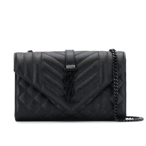 Saint Laurent small Monogram matelassé envelope crossbody bag-black