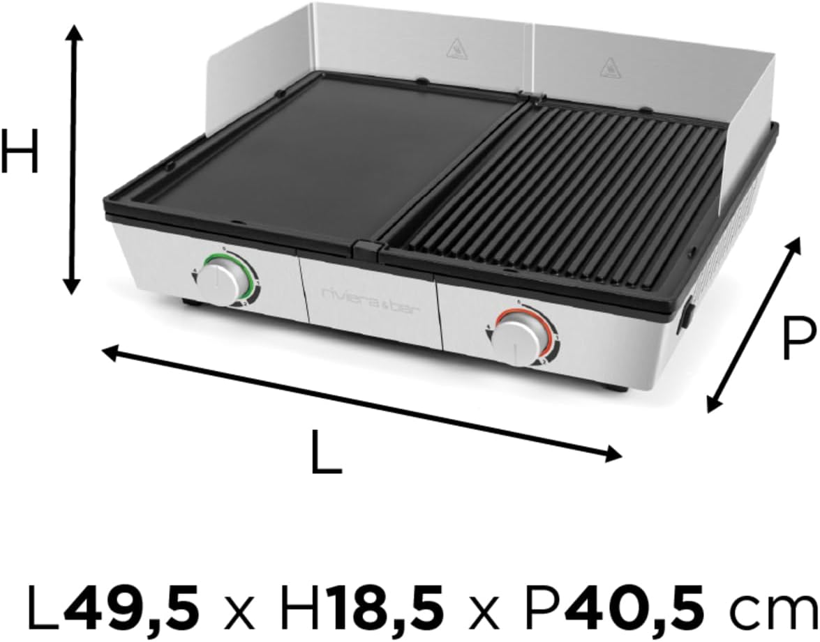 Plancha grill bi zone 1910 cm² plaques inclinées thermostats indépendants inox