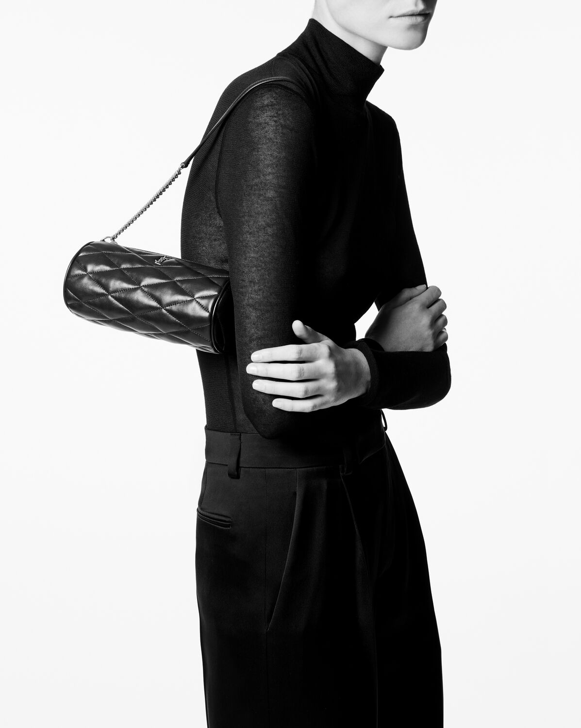 YSL Sade Small Tube Bag in Quilted Lambskin
