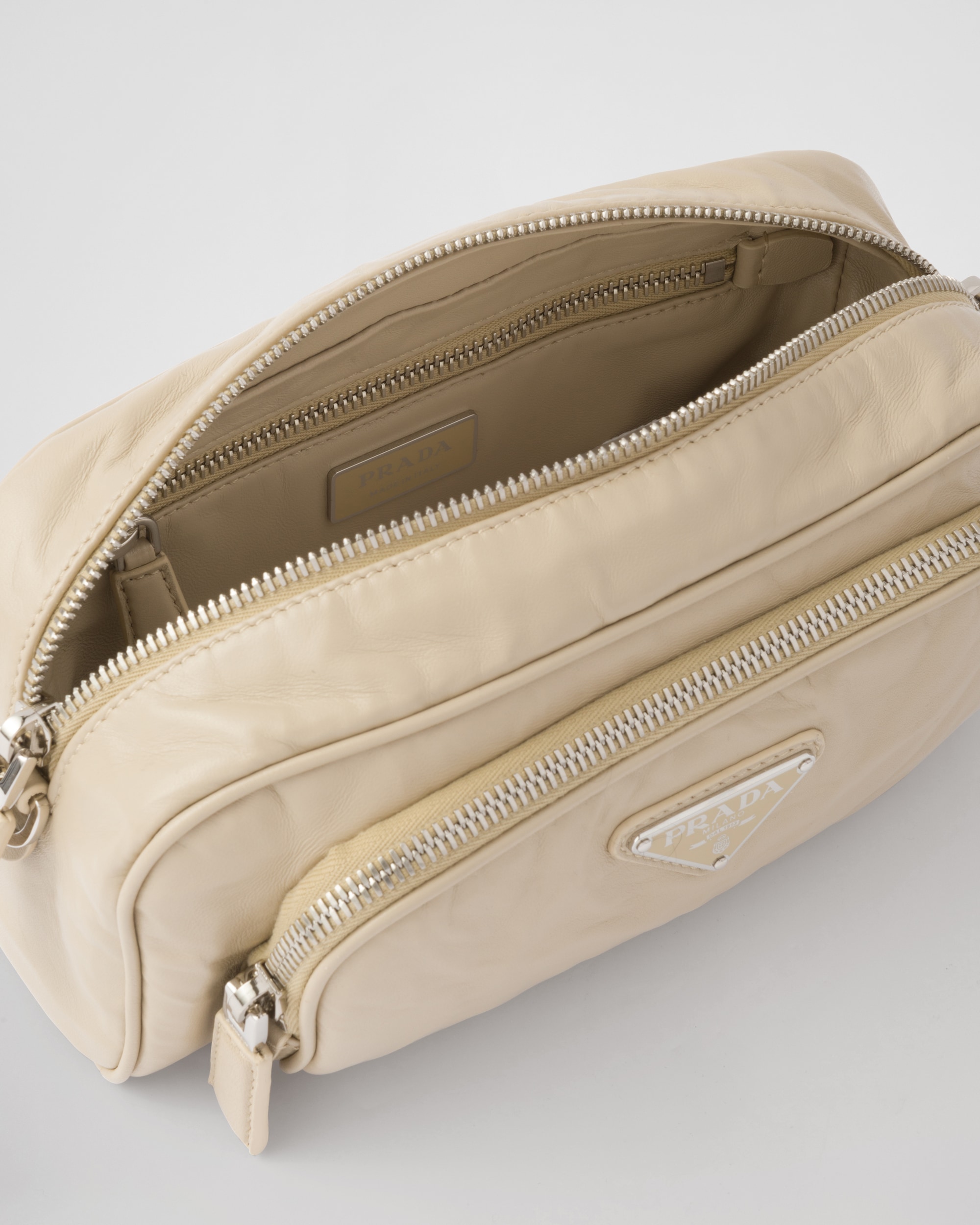 复制Prada Nappa antique leather multi-pocket shoulder bag - Desert Beige