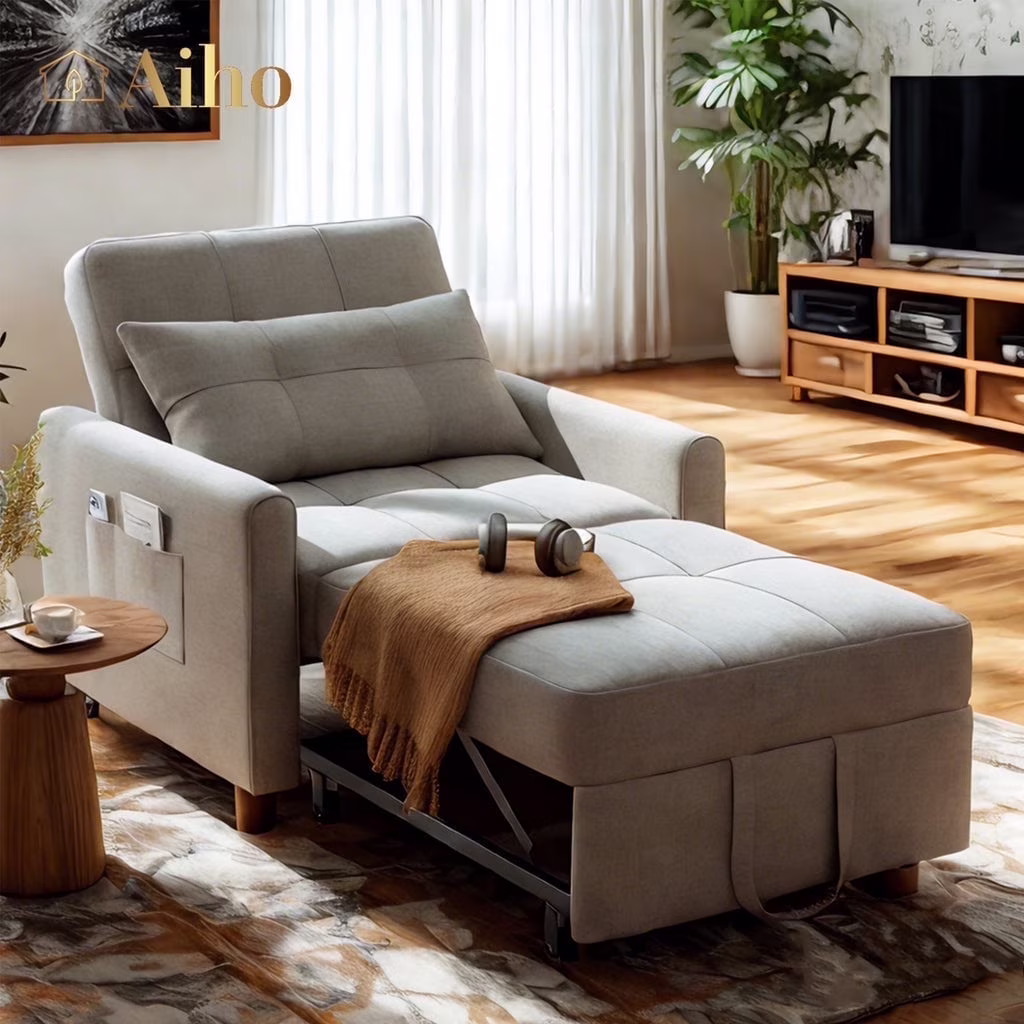 Convertible Sleeper Chair, Aiho 3 - in - 1 Convertible Sofa Bed Recliner Chair with Pull Out Couch - Dark Gray