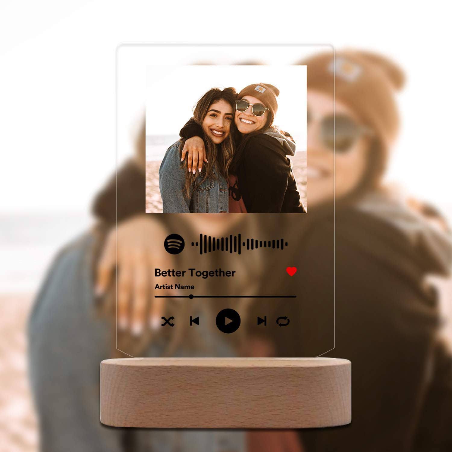 FunStudio Personalized Acrylic Song with Photo Custom Acrylic Album Cover Gifts for Music Lover Friends Sister