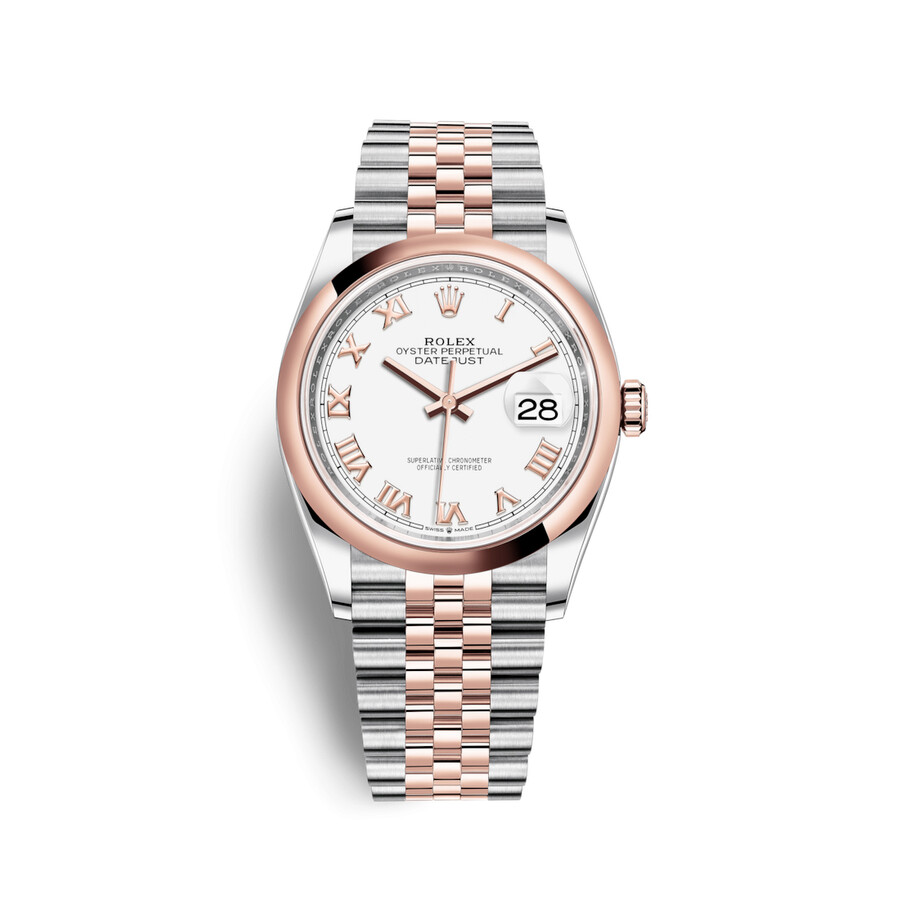 Rolex Datejust 36 White Dial Men s Steel and 18k Everose Gold Jubilee Watch 126201WRJ（Lifetime free warranty+90-days replacement service & Refund!.）