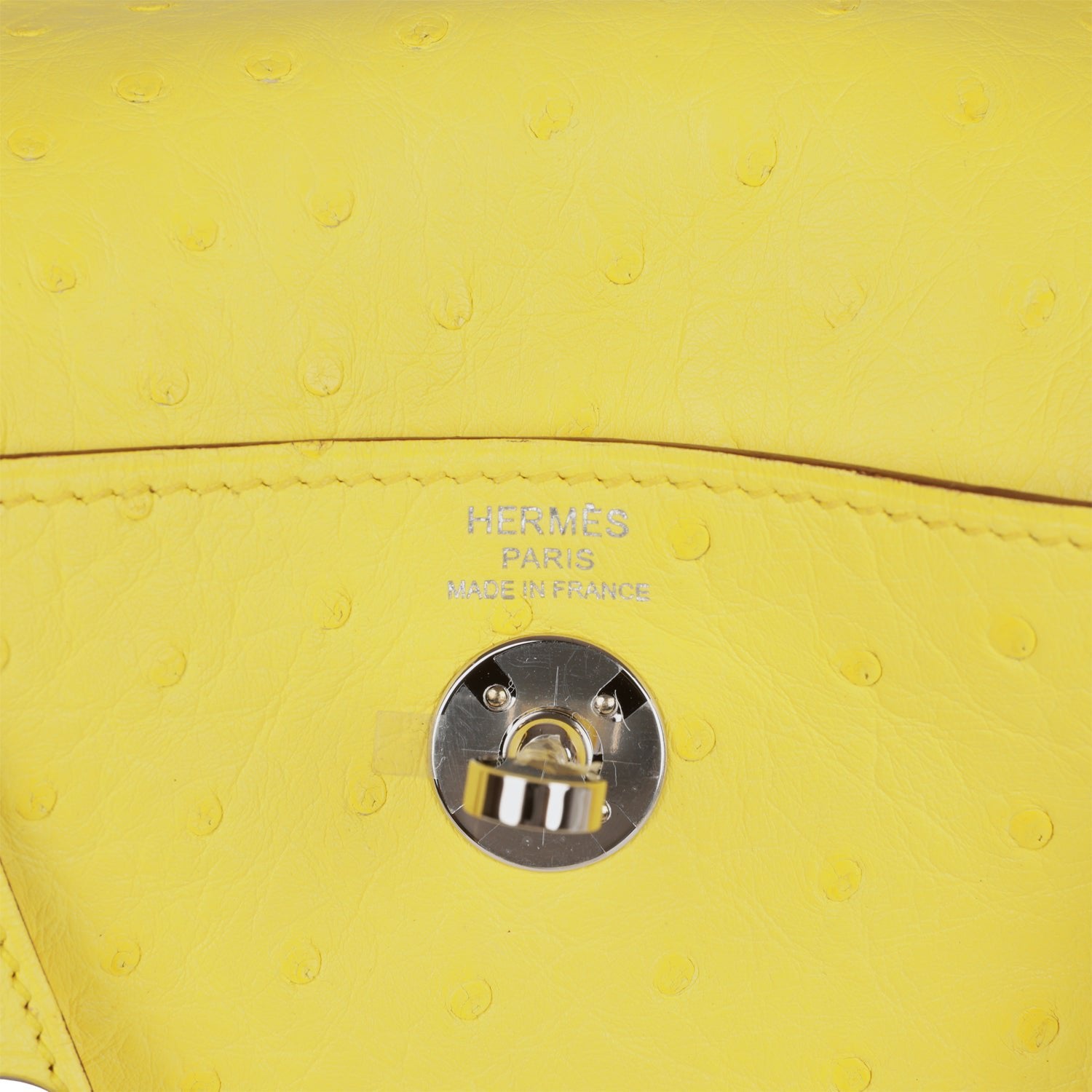 Hermes Mini Lindy Jaune Citron Ostrich Palladium Hardware