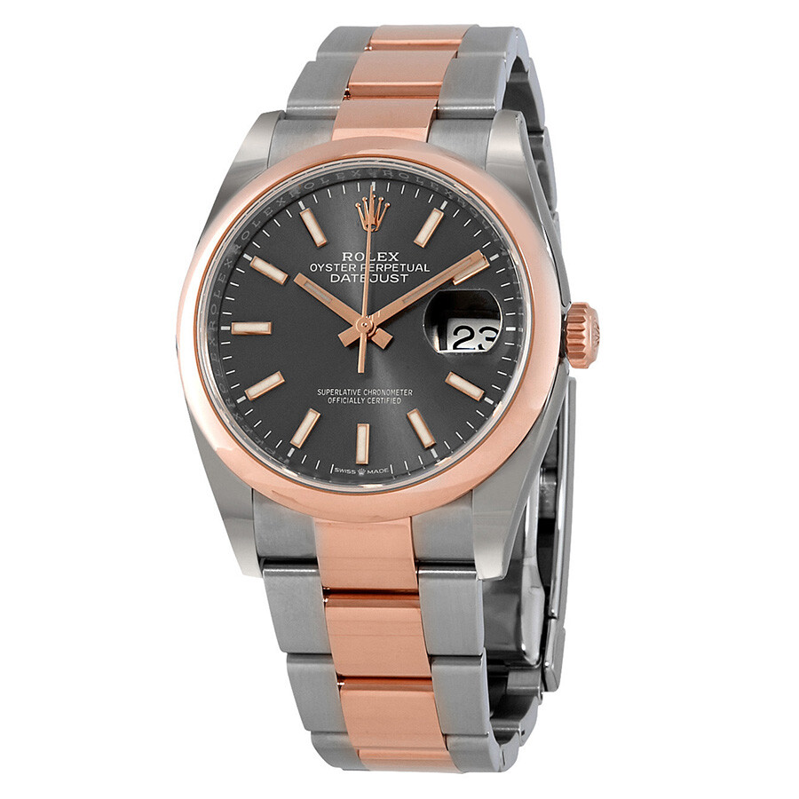 Rolex Datejust 36 Dark Rhodium Dial Men s Steel and 18k Everose Gold Oyster Watch 126201DRSO（Lifetime free warranty+90-days replacement service & Refund!.）