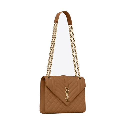 Saint Laurent small Monogram matelassé envelope crossbody bag-Brown