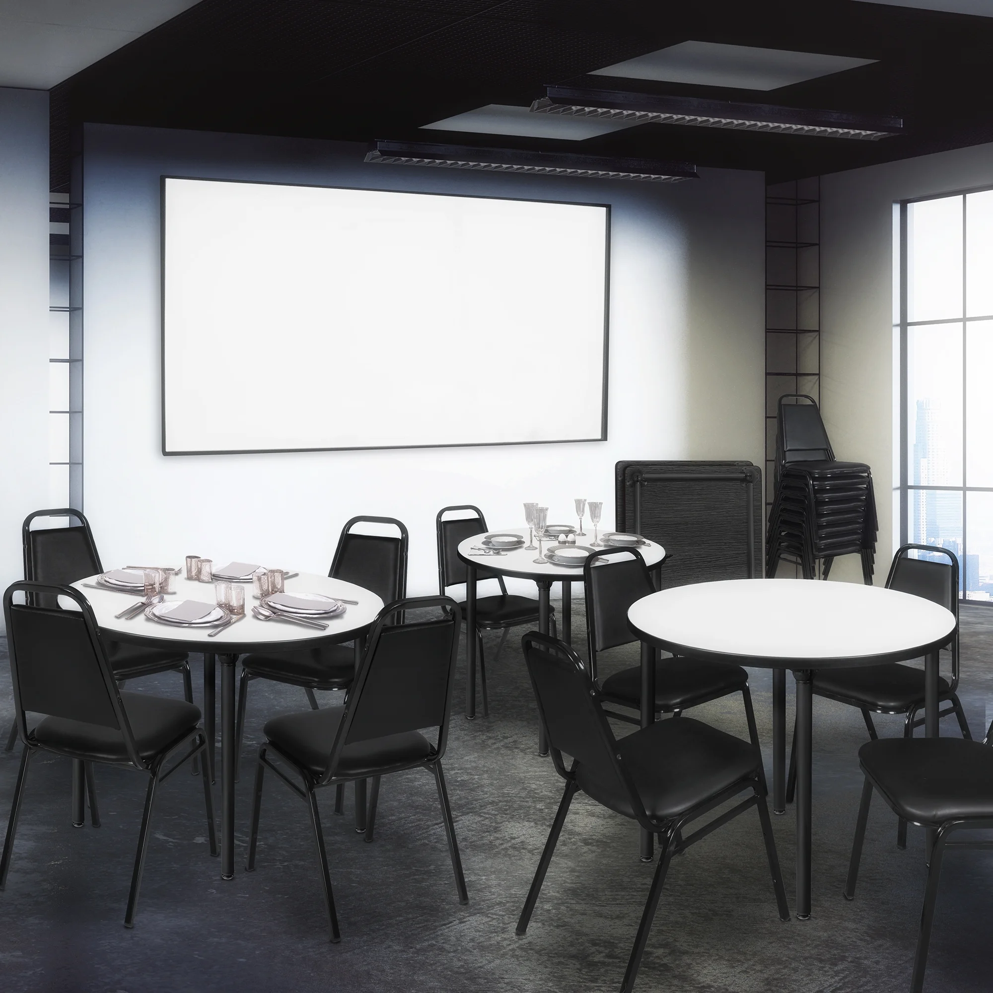 Regency Restaurant Stack Chairs, Black, PK40 8029BK40PK