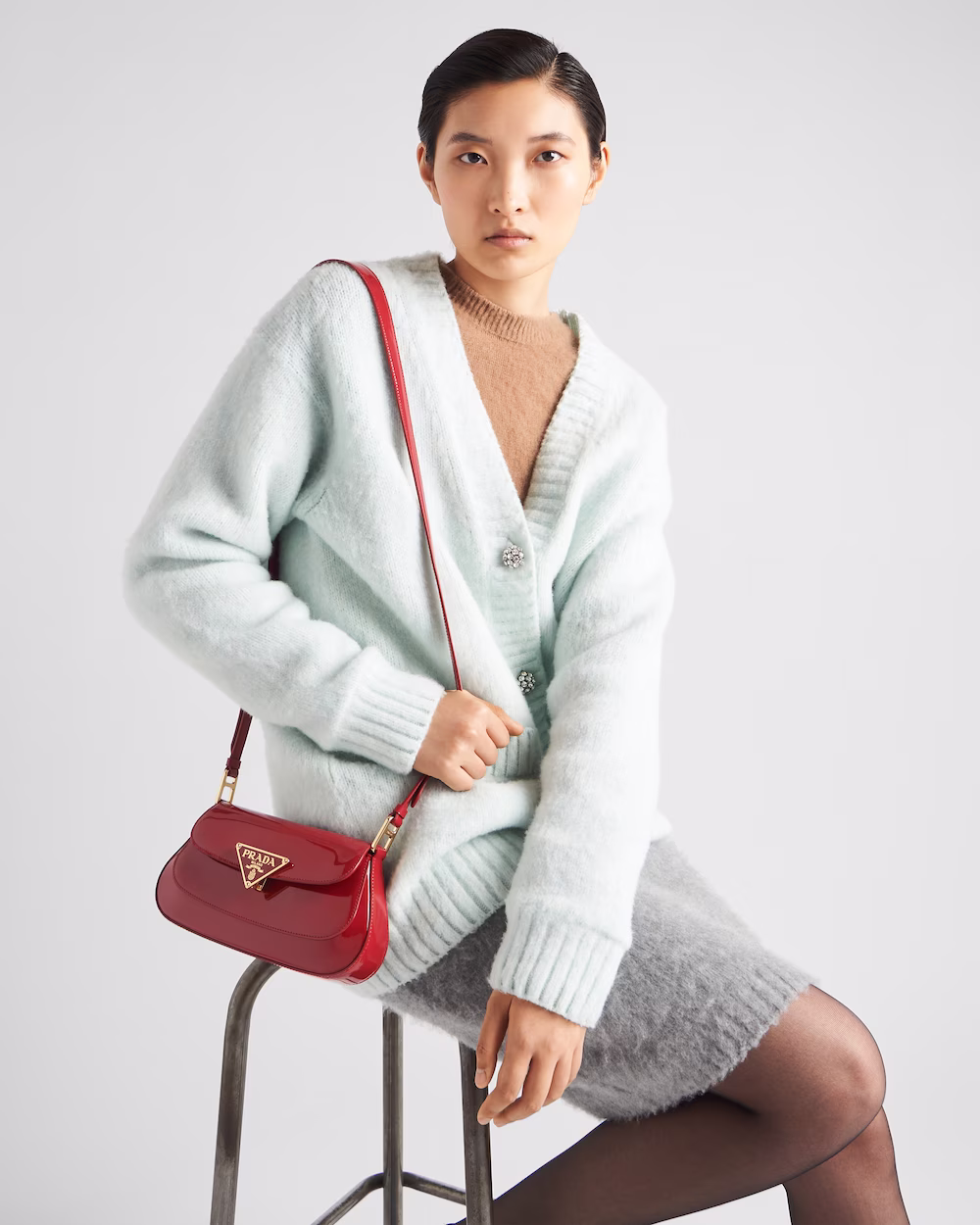 Patent leather shoulder bag