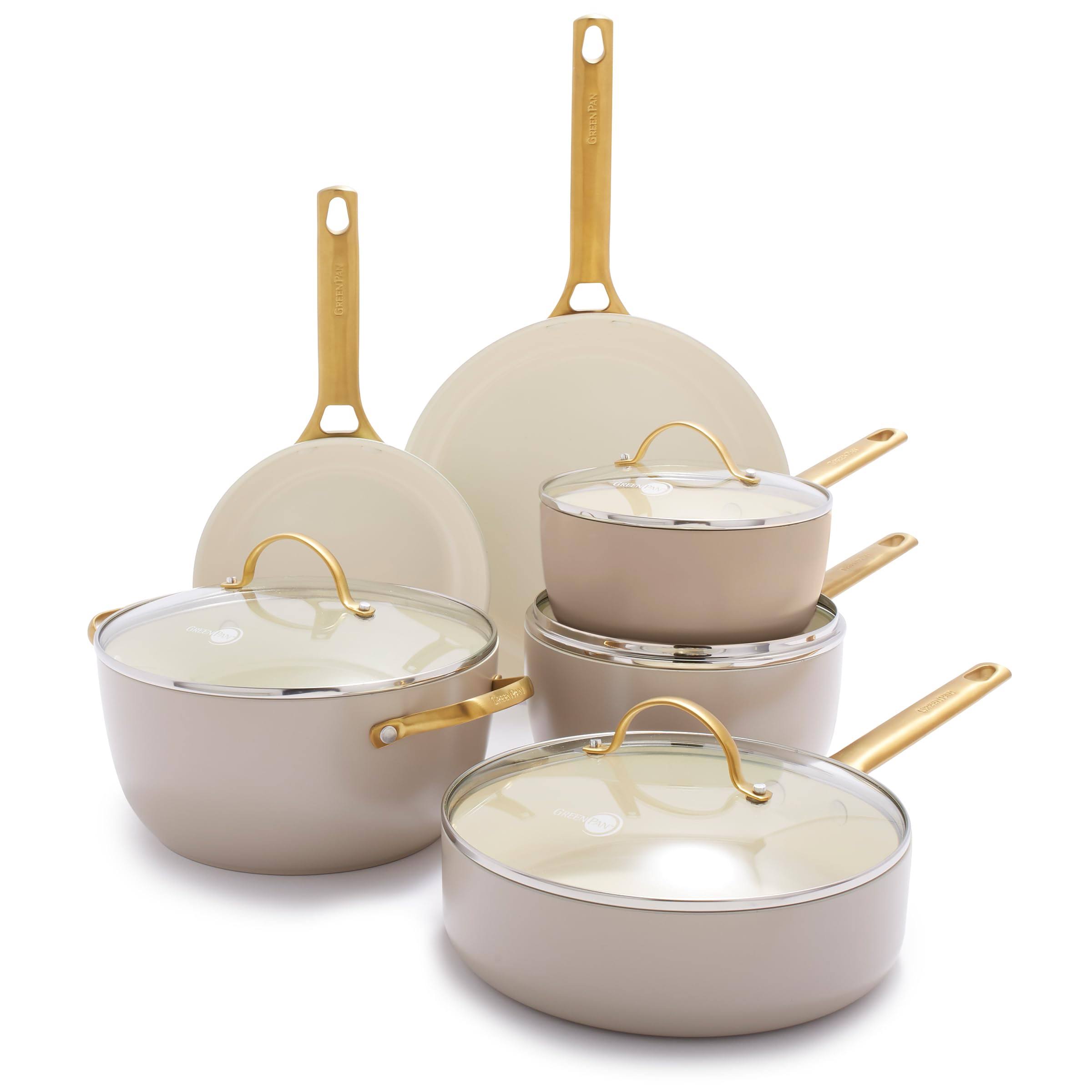 GreenPan - Reserve Ceramic Nonstick 10-Piece Cookware Set - Taupe
