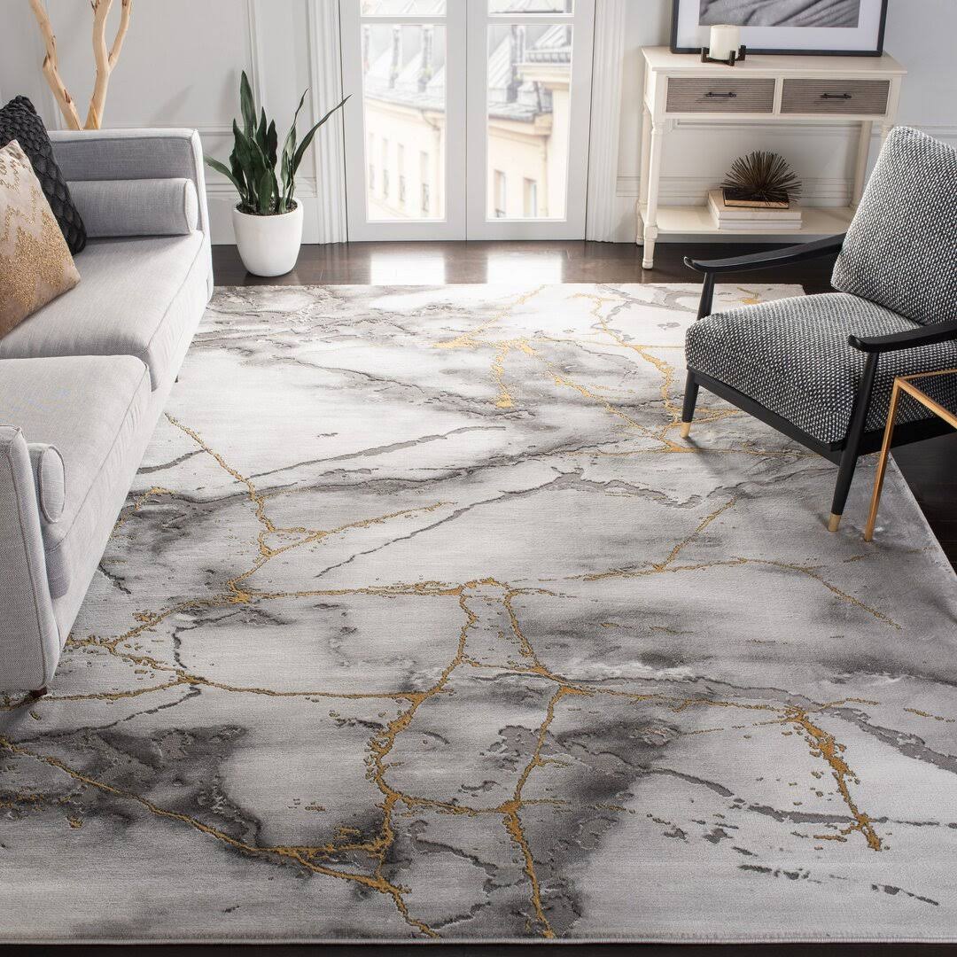 Coupland Abstract Gray/Gold Area Rug Orren Ellis Rug Size: Rectangle 5'3