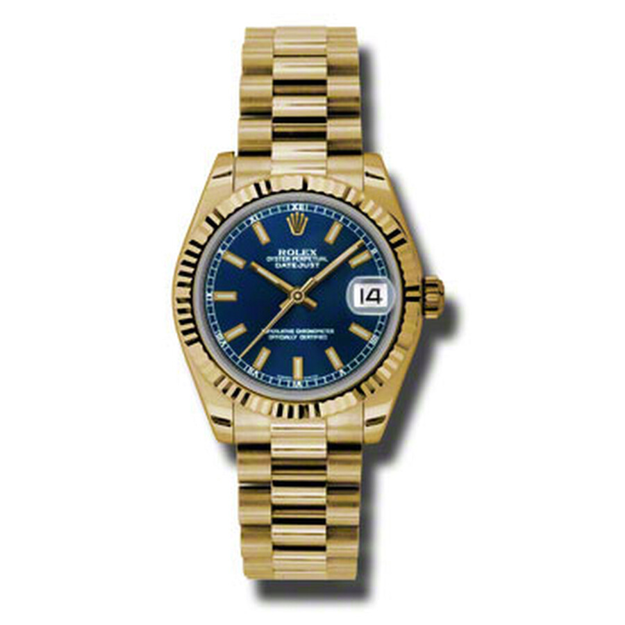 Rolex Lady-Datejust 31 Blue Dial 18K Yellow Gold President Automatic Ladies Watch 178278BLSP（Lifetime free warranty+90-days replacement service & Refund!.）