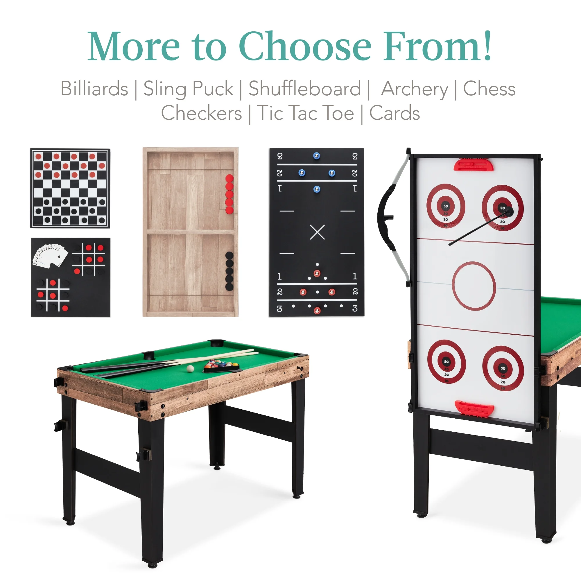 Best Choice Products 13 - in - 1 Combo Game Table Set W/ Ping Pong, Foosball, Basketball, Hockey, Archery - Natural