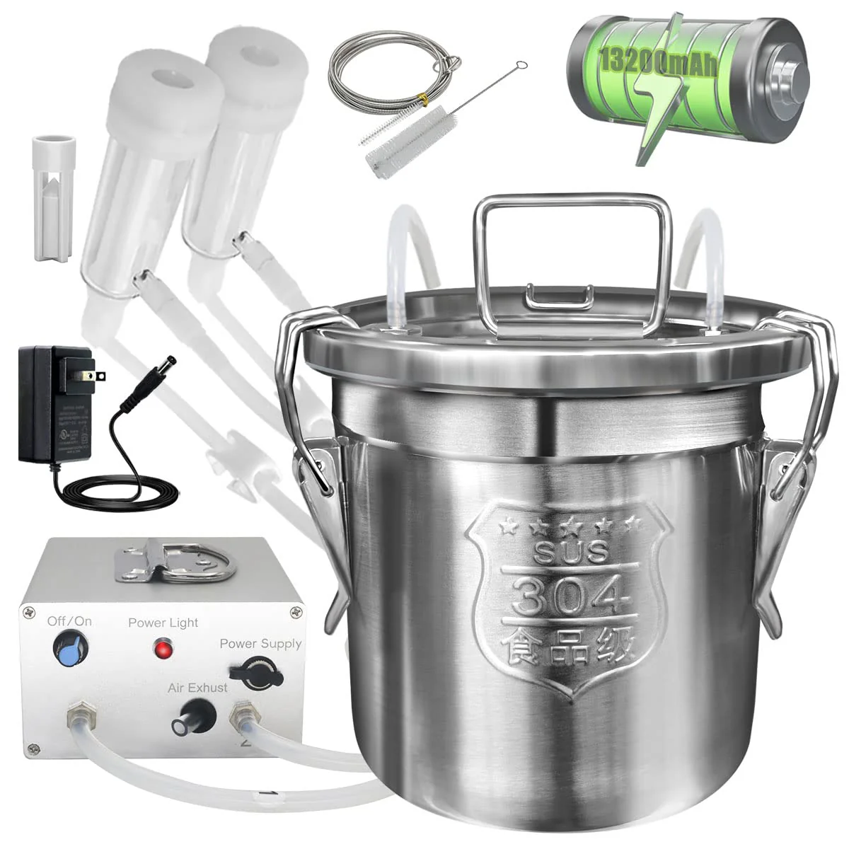 Hantop 6L Goat Milking Machine. Adjustable Vacuum Pump