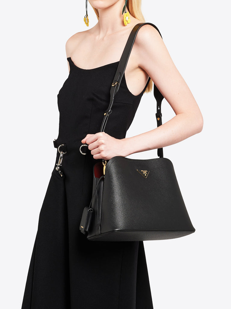 Prada Saffiano Leather Prada Matine Bag in Black
