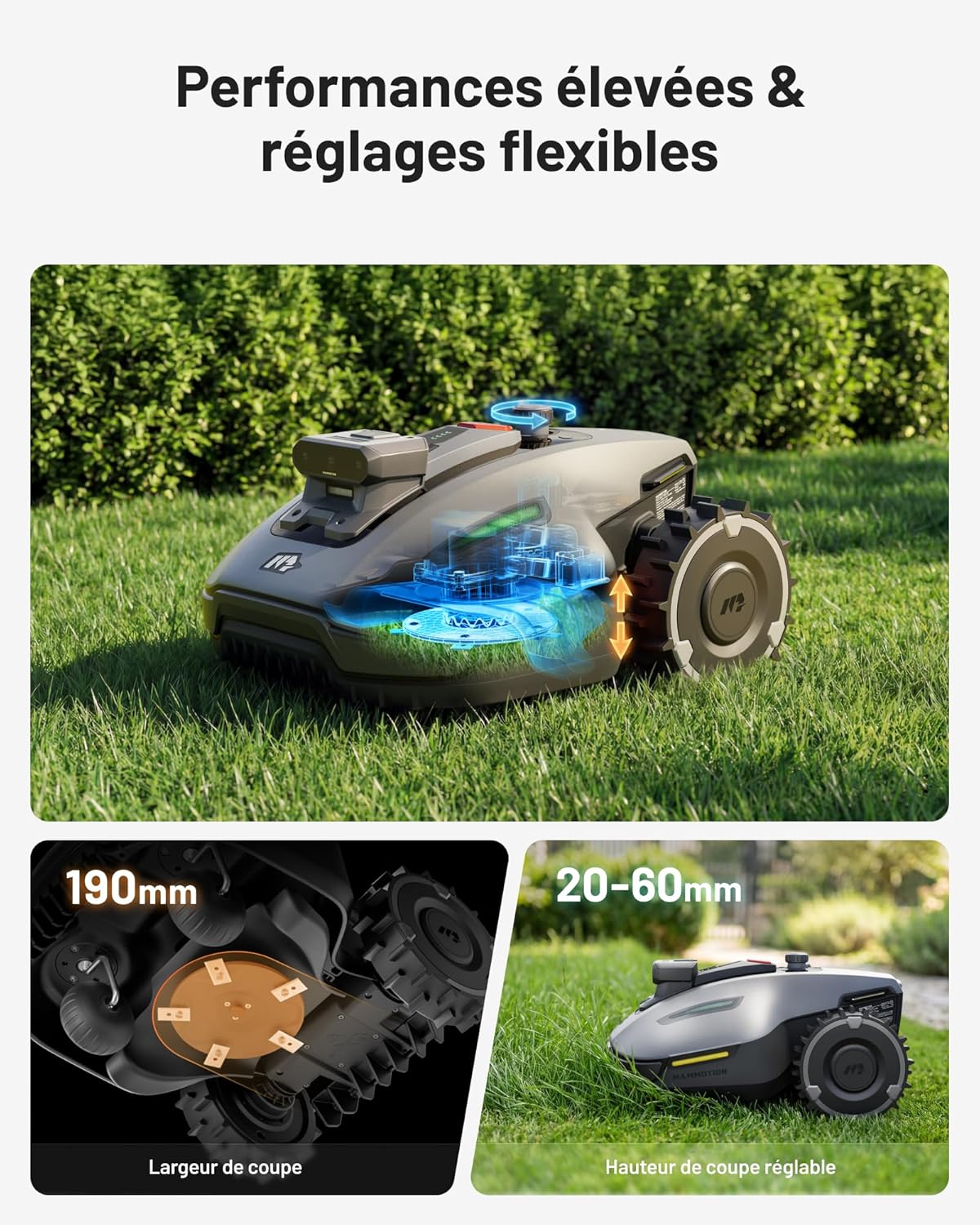 Robot tondeuse YUKA Mini 2 500 m² zéro perte signal IA triple caméra cartographie multi zones